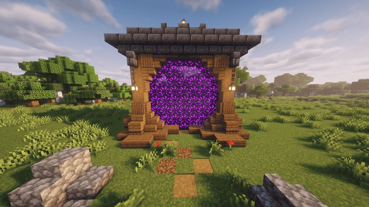 Minecraft 1.21 | Spruce Wood Nether Portal Design | Tutorial