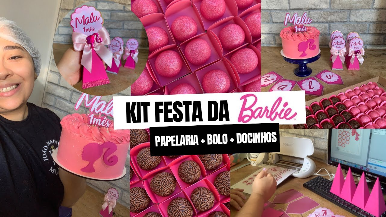 PRODUÇÃO - KIT FESTA DA BARBIE | BOLO + PAPELARIA + BRIGADEIRO ROSA 💕 | Aconteceu um imprevisto 🥺