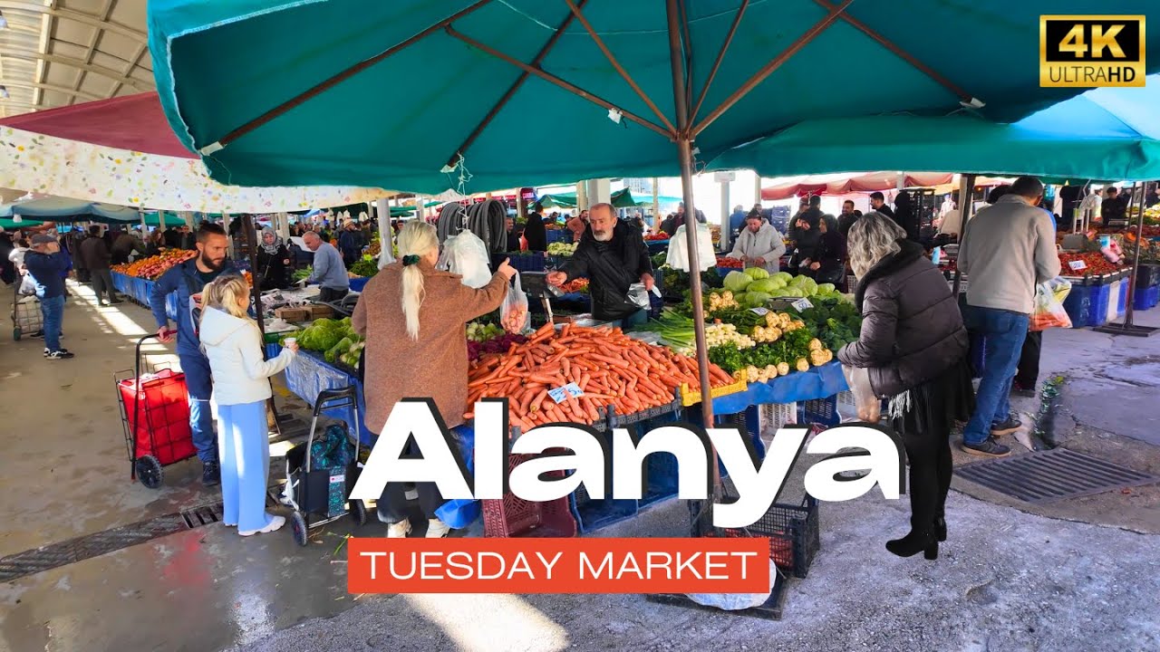 Alanya Tuesday Farmers Market Walking Tour 🇹🇷 | Local Food, Prices & Real Life in Turkey 4K