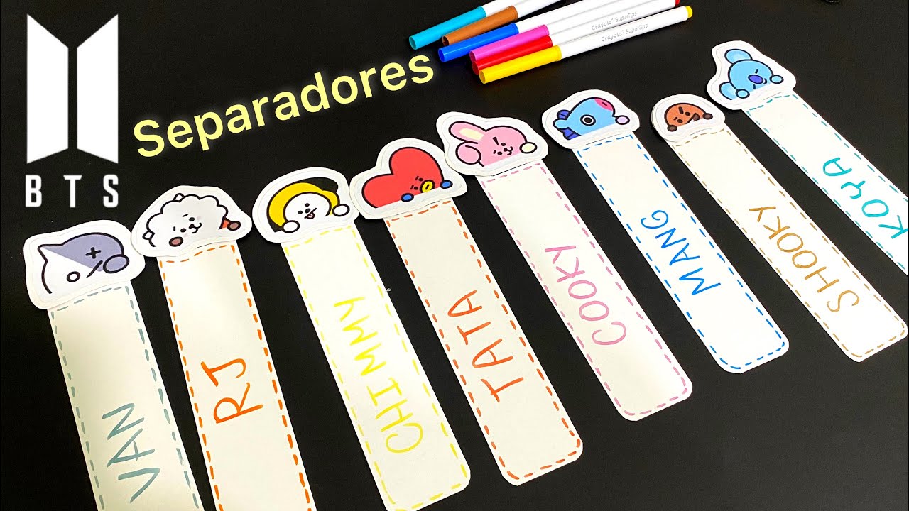 Separadores de los BT21 | Papelería casera para ARMYS