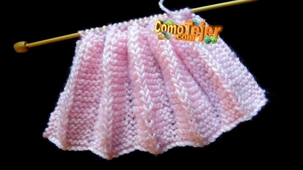 Cómo Tejer Punto Plisado/Tablas Reversible Falda/Vestido 2 agujas, tricot, palillos, knitting (996)