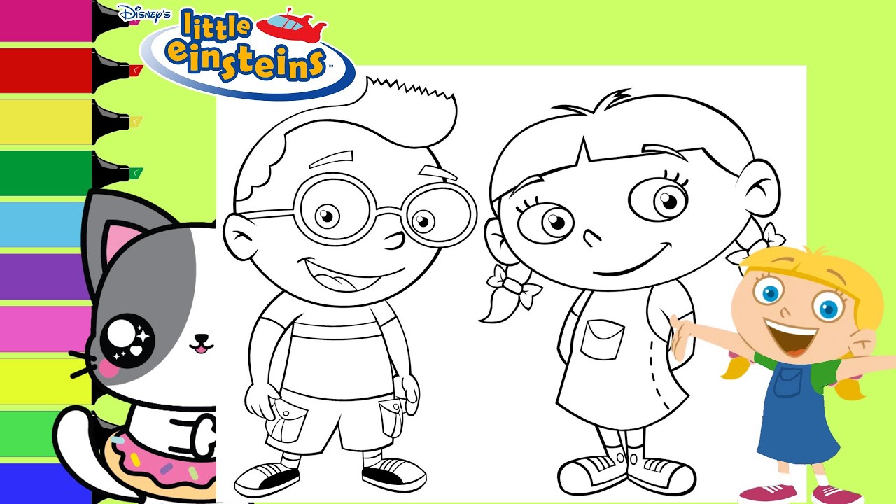Coloring Disney JR Little Einsteins Leo and Annie Coloring Book Page for Kids | Sprinkled Donuts JR