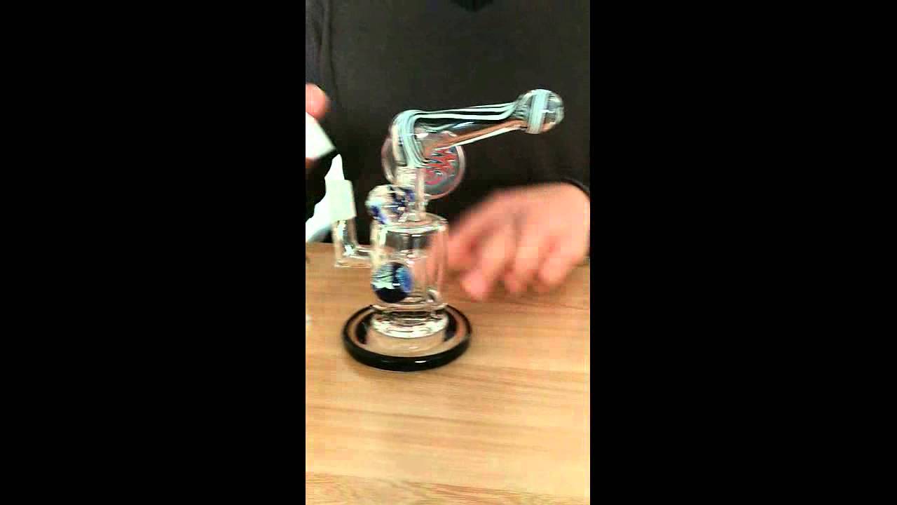 heady colored Glass oil rigs with tyre perc and two balls decor glass vapor rigs
