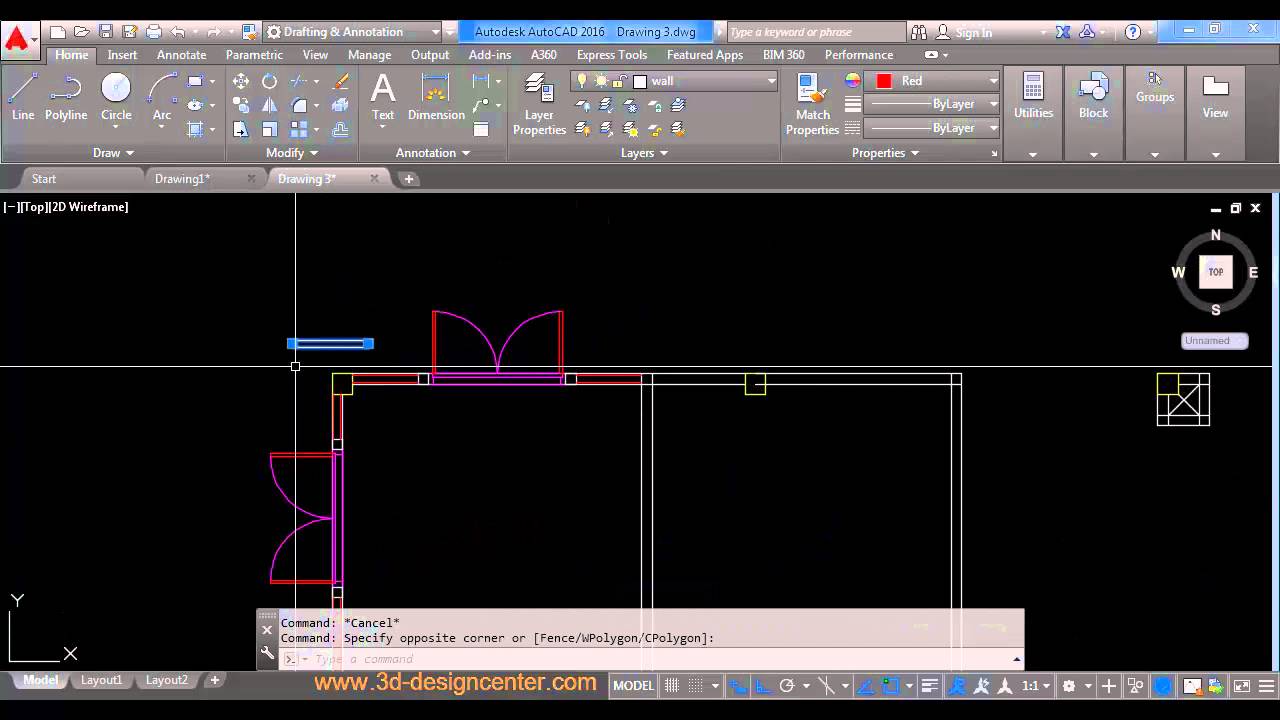 การใช้คำสั่ง Mline เส้นคู่ ใน AutoCAD