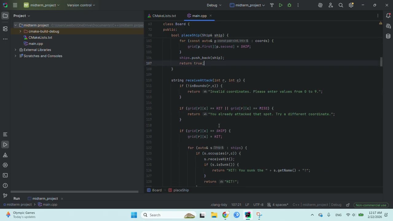 CIST2362: C++ Programming II Midterm Project