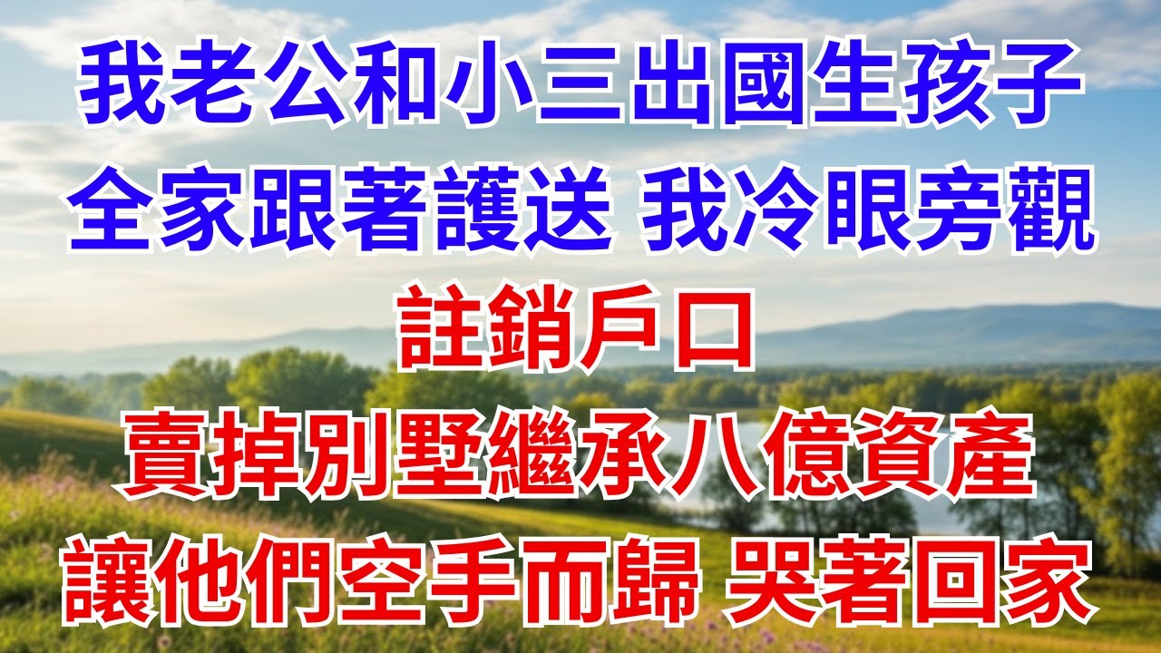 我老公和小三出國生孩子，全家跟著護送，我冷眼旁觀，註銷戶口，賣掉別墅繼承八億資產，讓他們空手而歸，哭著回家！#為人處世#生活經驗#情感故事#故事#小說#戀愛#情感#婚姻#家庭