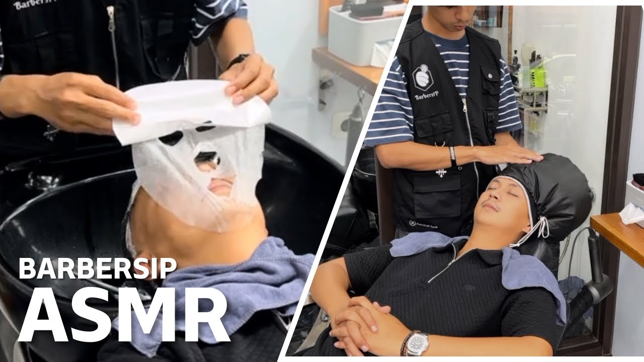 ASMR head massage,facial treatment and hairmask | #asmr #sleep #relaxing #enjoy #satisfying #barber 