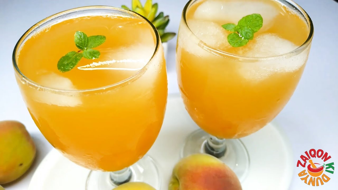 Refreshing Chunky Peach Juice Recipe | آڑو کا مزیدار شربت  | Zaiqon Ki Dunya