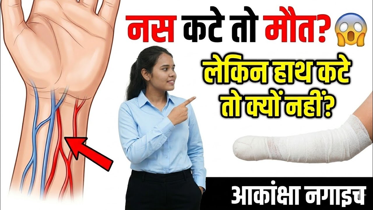 hath ki nasकट जाने पर मौत हो जाती है ,बॉडी से पूरा का पूरा हाथ कट जाने से मौत नहीं होती है क्यों