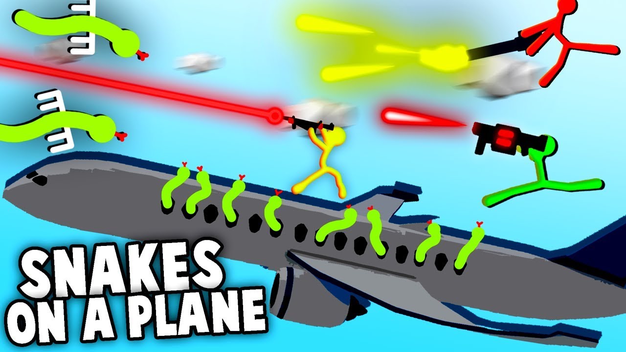 SNAKES on a PLANE!  Stick Fight NEW MAPS & Crazy Weapons (Stick Fight Multiplayer Gameplay)