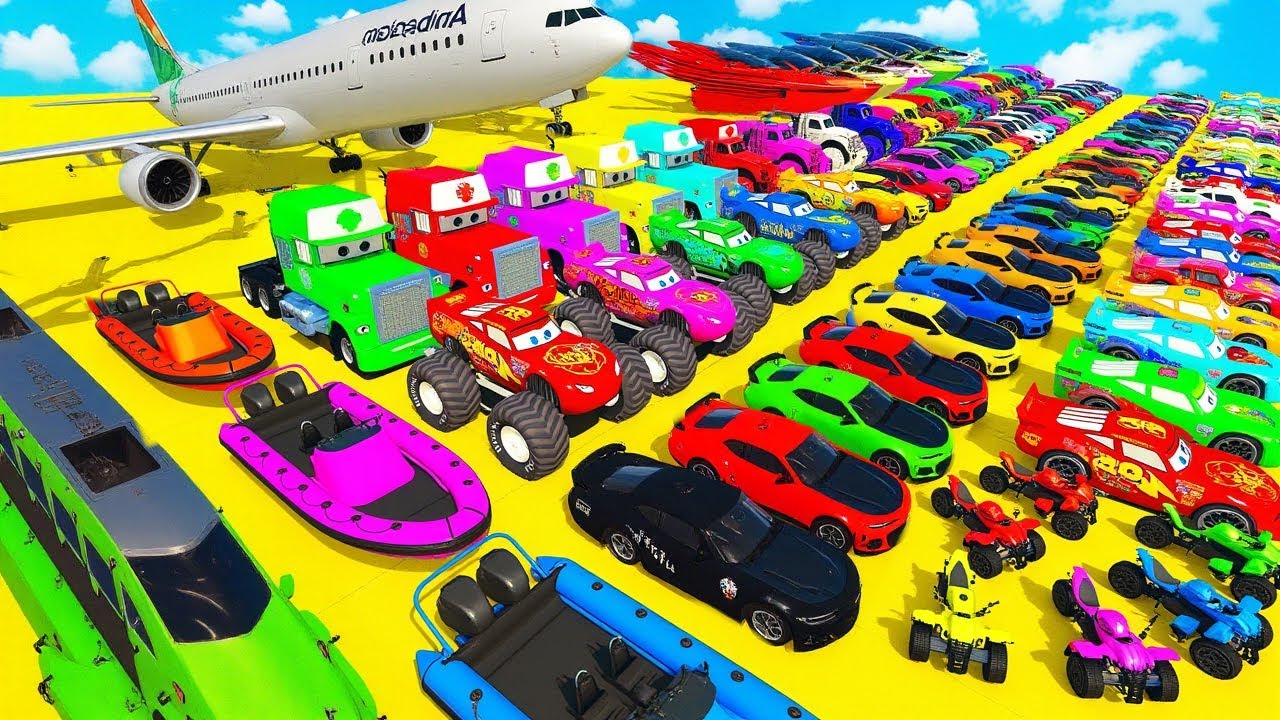 GTA V Mods Stunt Car Racing Challenge By SPIDER-MAN With Amazing Super Car Motocycle Boats and Plane
