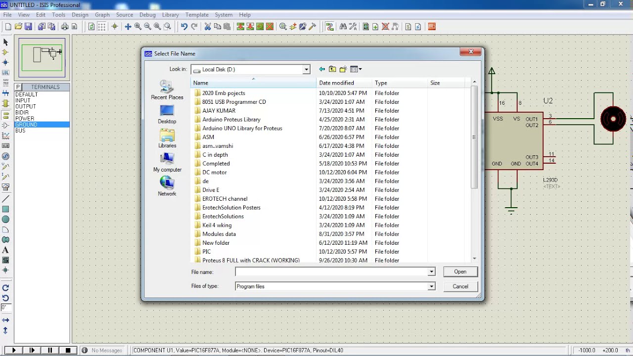 DC motor interfacing using PIC 16f877a controller programming with Proteus Simulation Tool