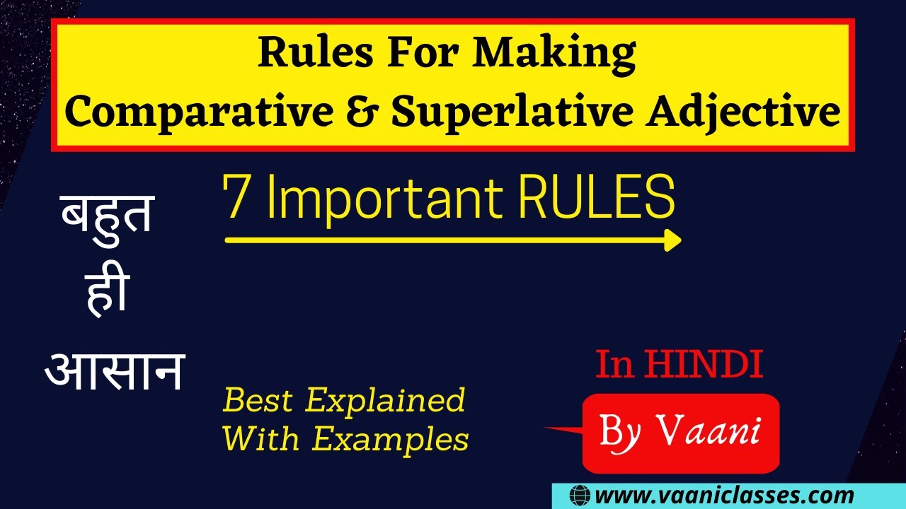 Rules For Making Comparative & Superlative Adjectives | English Grammar | In Hindi