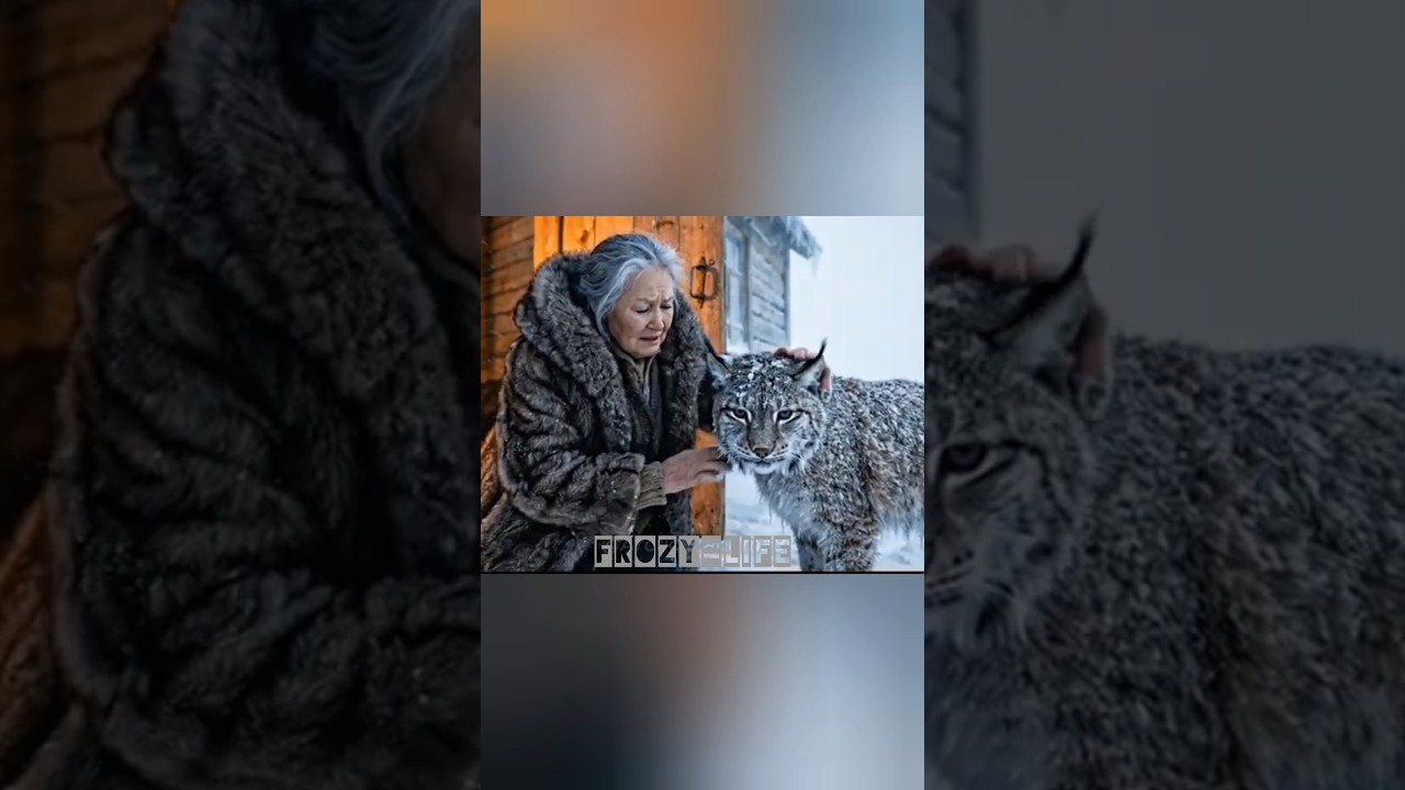 Old Yakut Woman Rescued & Nursed a Trapped baby Wild Cat. #animal #rescue #survival #siberia #shorts