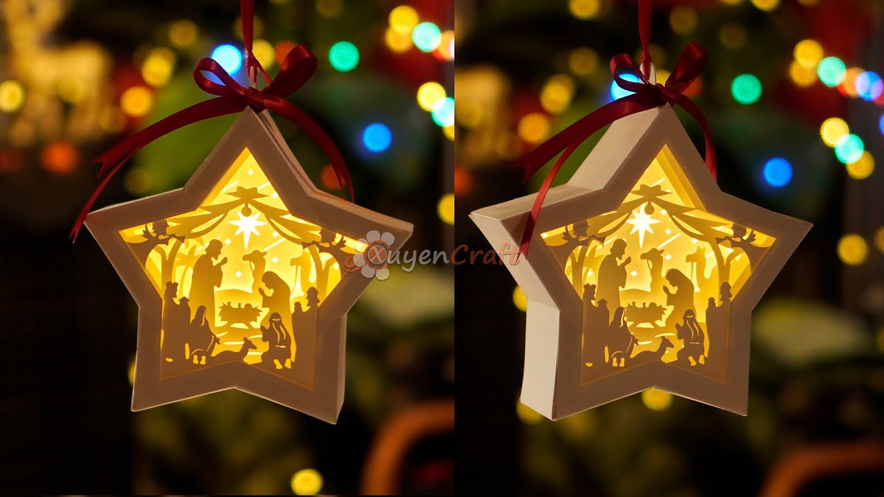 How to make star lantern with paper | DIY christmas decorations - christmas crafts | Cricut Project
