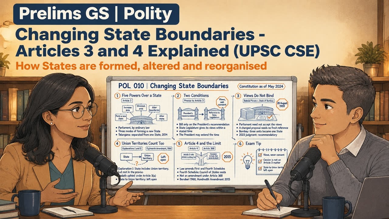POL 010 - Changing State Boundaries - Articles 3 and 4 Explained (UPSC CSE)