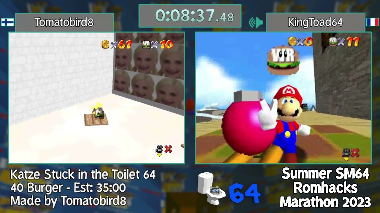 SSRM2023 - Katze Stuck in the Toilet 64 40 Burger Race with Tomatobird8 and KingToad64