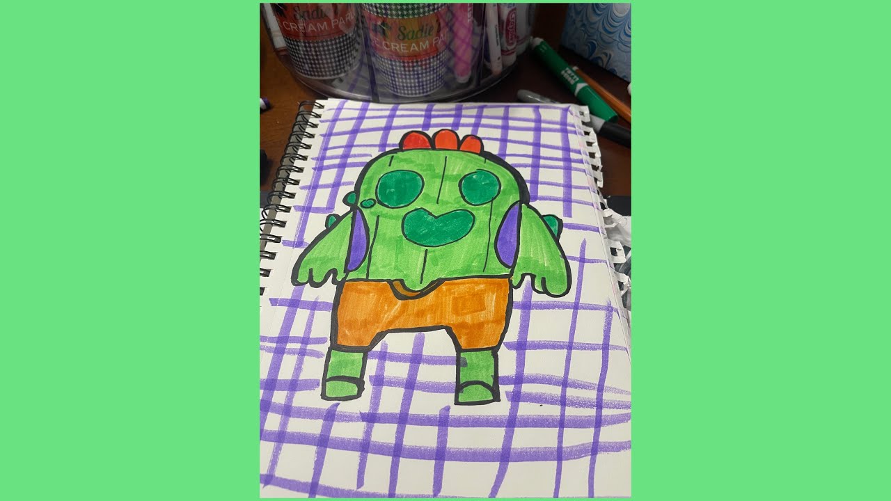 How to draw spike from brawl stars