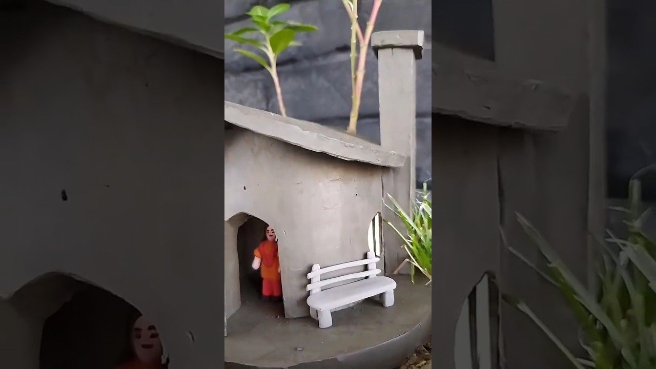 A Peaceful Clay House making in a Flower Pot | Relaxing Shorts 