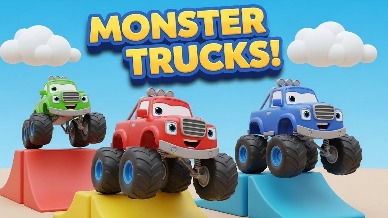 Monster Truck Song for Kids 🚛  Learn Colors & Counting  Big Wheels Fun