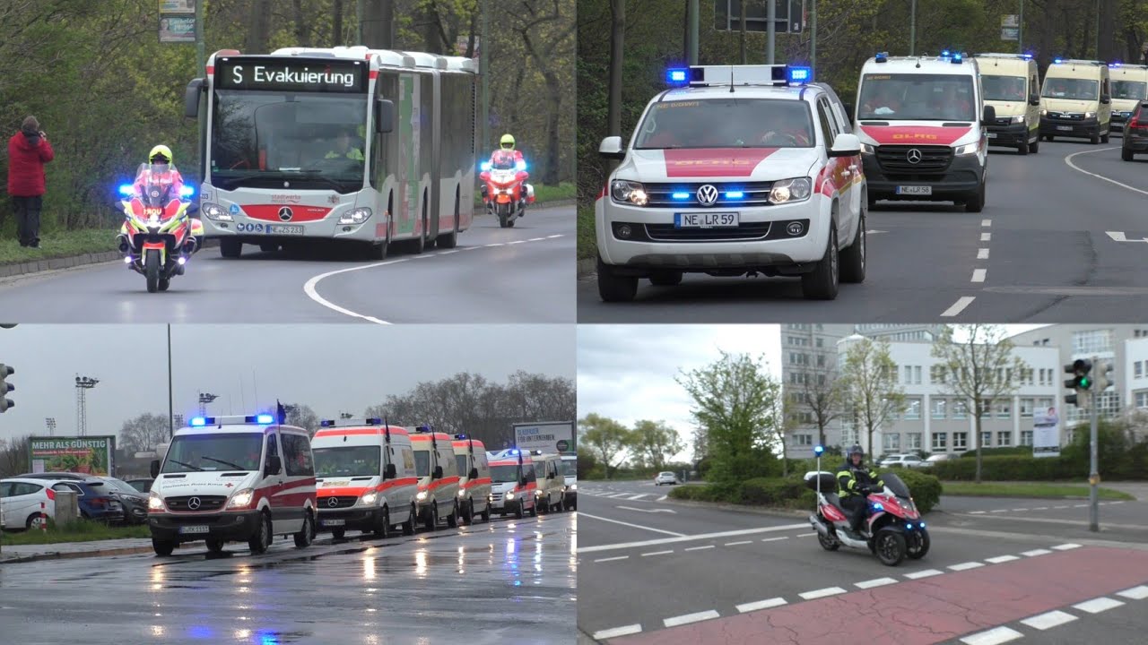 [Große Bombenevakuierung] Einsatzfahrten verschiedener Hilfsorganisationen in Neuss