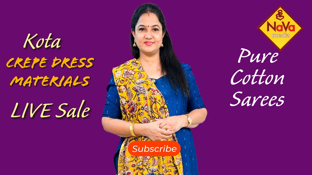 Kota & Crepe Dress Materials | Pure Cotton Sarees LIVE Sale | Free Shipping @SreeNavaMedia