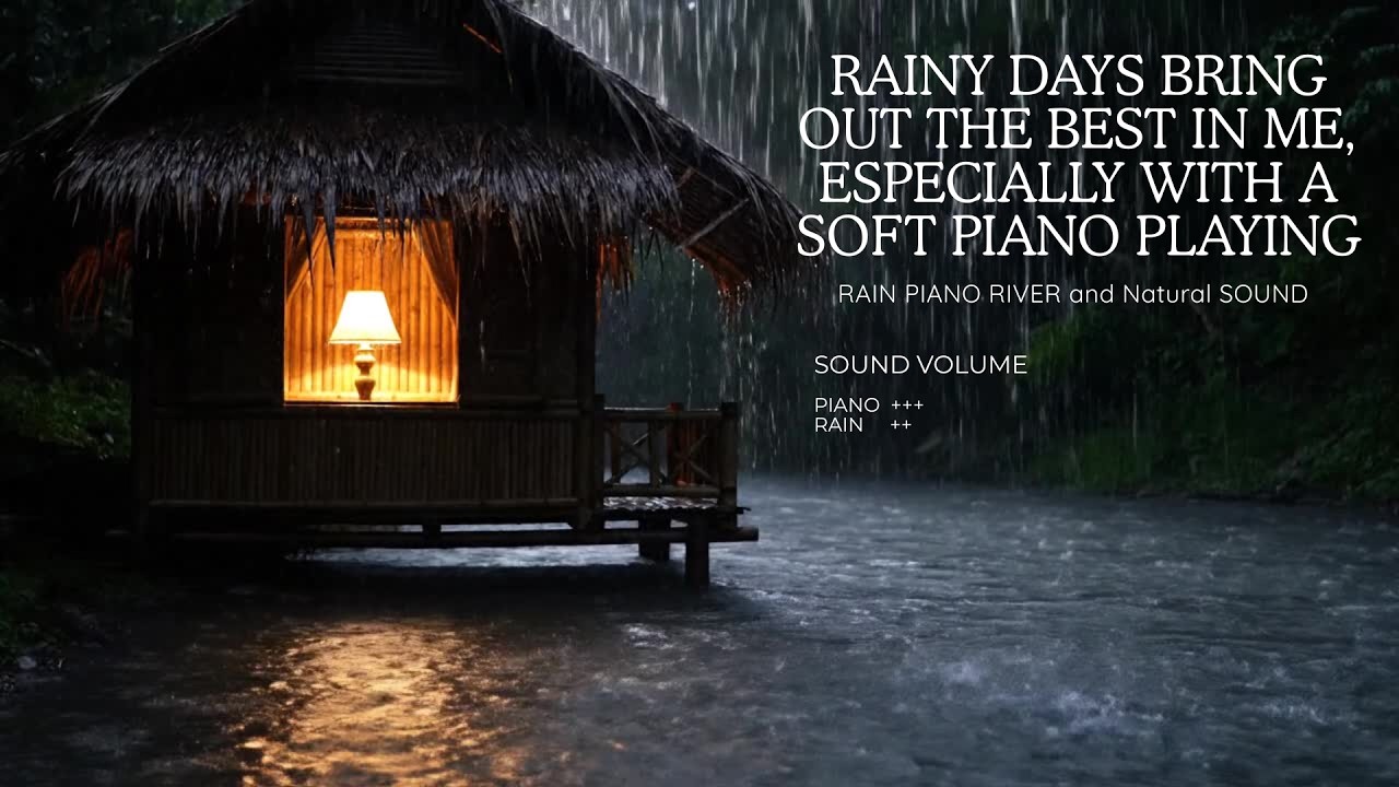 Soothing Rain and Piano River 🌧🎹 Ultimate ASMR Sleep, Study and Stress Relief Sounds Rain Camping