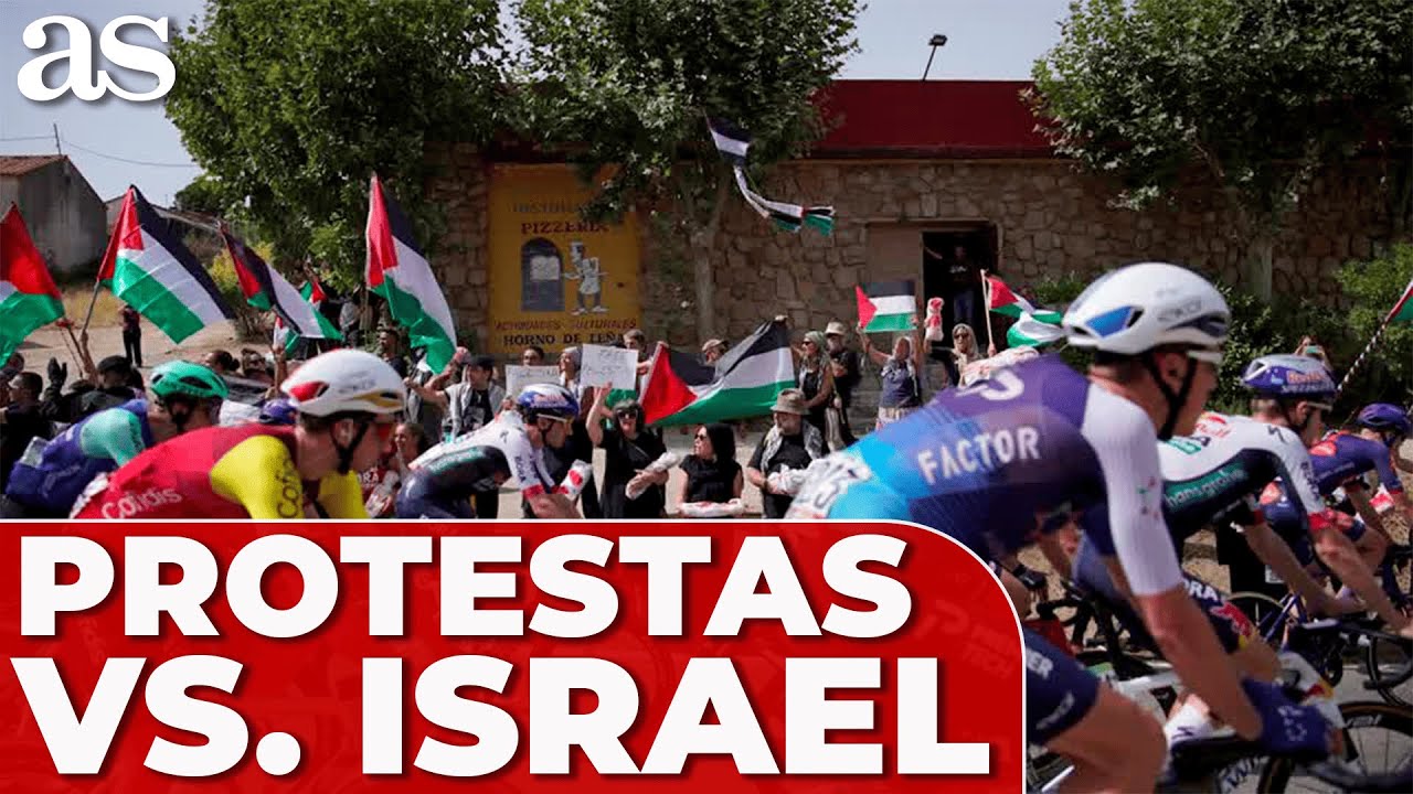 PROTESTAS por PALESTINA vs. equipo ISRAEL en la ETAPA 20 de LA VUELTA (ÚLTIMA) a ESPAÑA