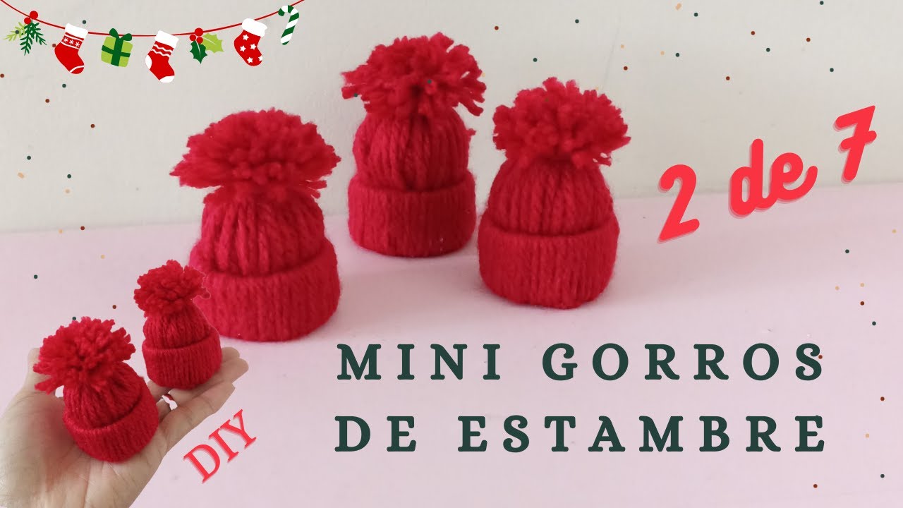 Como hacer gorritos de estambre (decoracion navide&ntilde;a 2 de 7)