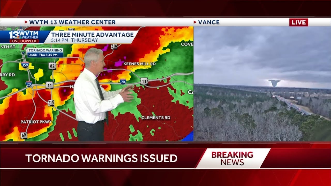 Wall cloud, possible tornado, caught on WVTM 13's live skycam