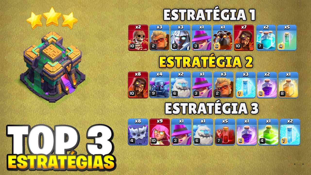 AS 3 MELHORES ESTRATÉGIAS DE ATAQUE GUERRA CV14 PARA 2024 NO CLASH OF CLANS!