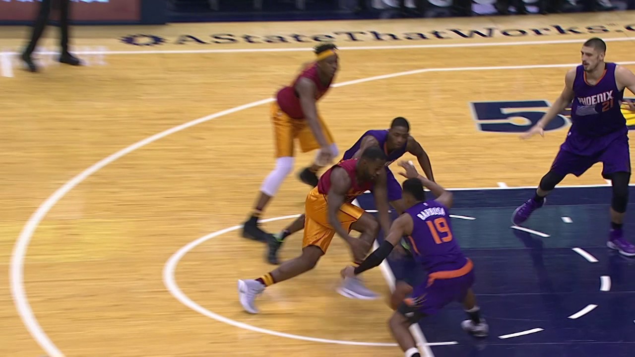 Glenn Robinson III swoops in for the Big Block on Barbosa