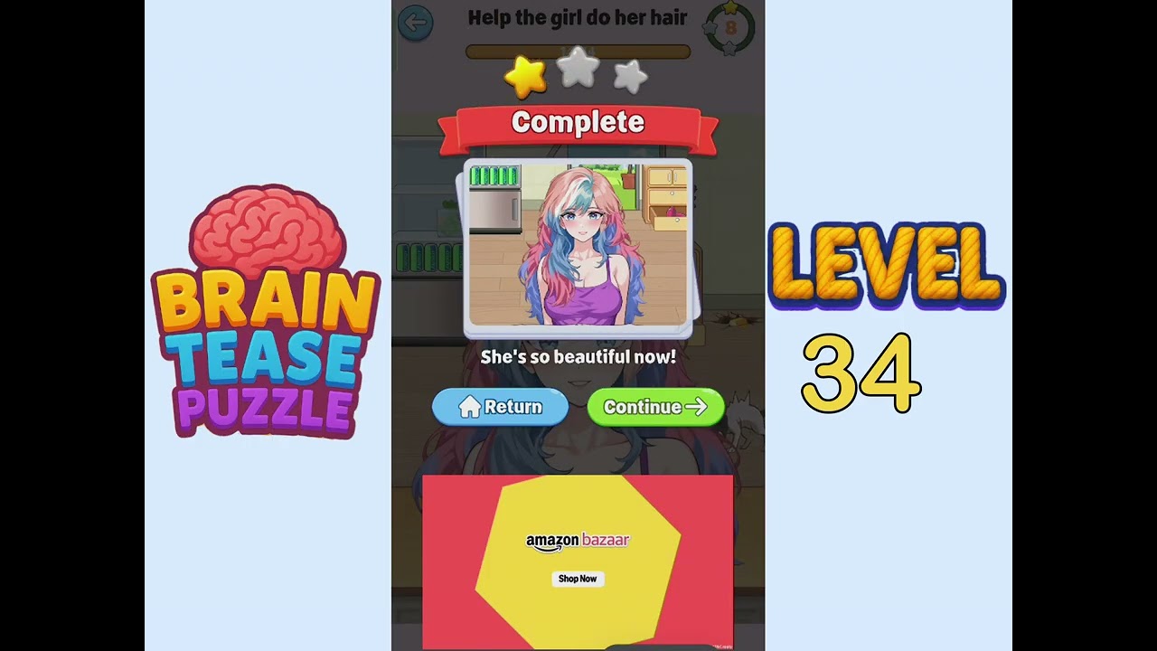 Brain tease puzzle level 34 Walkthrough Solution