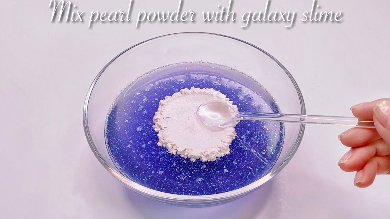 【ASMR】💫宇宙スライムにパールパウダーを混ぜる🪐【音フェチ】Mix pearl powder with galaxy slime