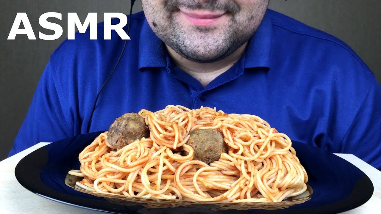 АСМР Спагетти с фрикадельками в томатном соусе (Звуки еды) Итинг