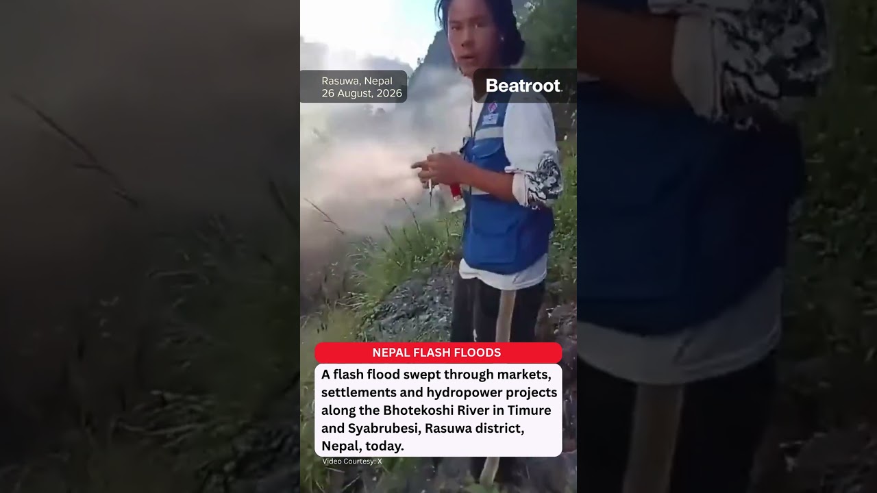 Nepal flash floods in Rasuwa district. #shorts