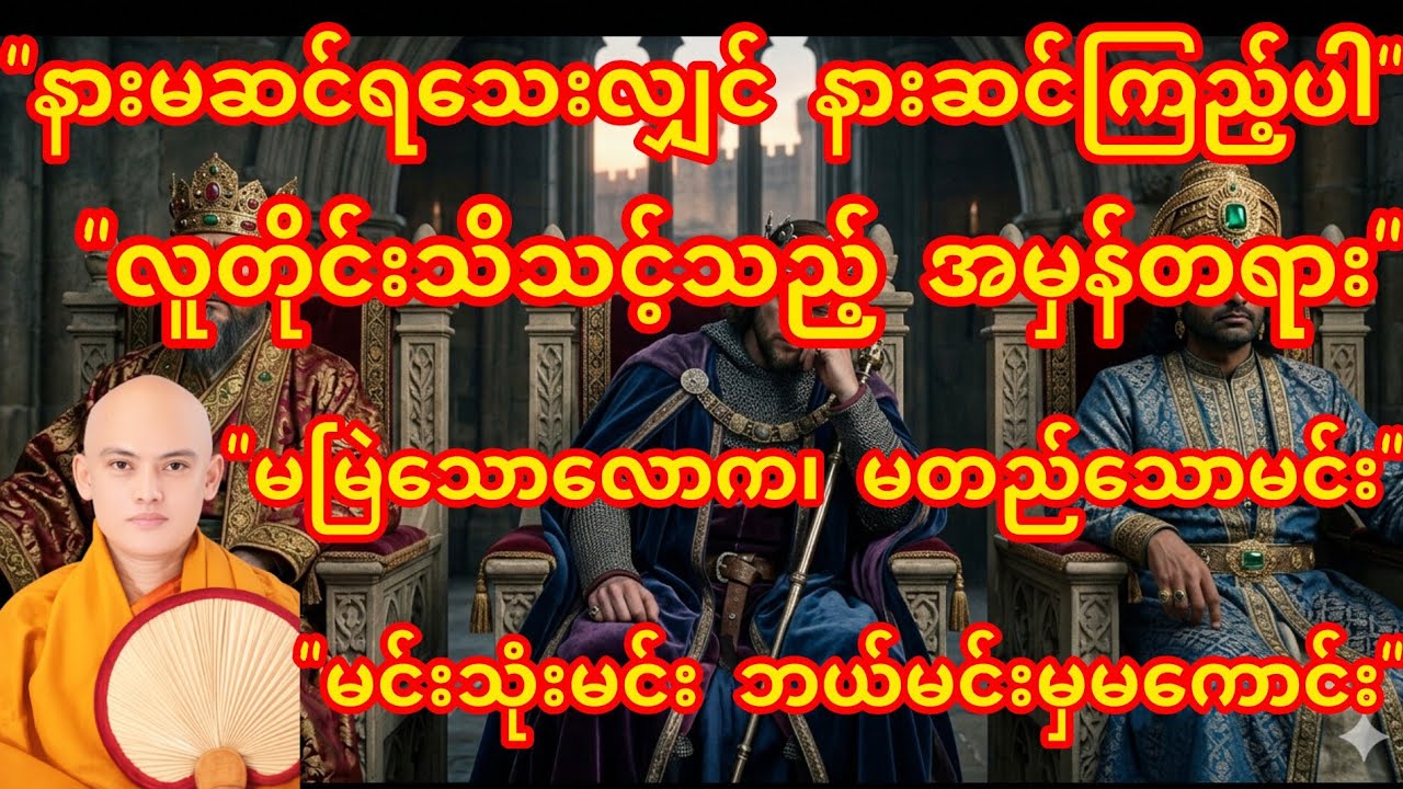 မင်းသုံးမင်း ဘယ်မင်းမှမကောင်းဘူး တရားတော် အရှင်တေဇောသာရ-လောကမင်း-ဒေါသမင်း-မောဟမင်း