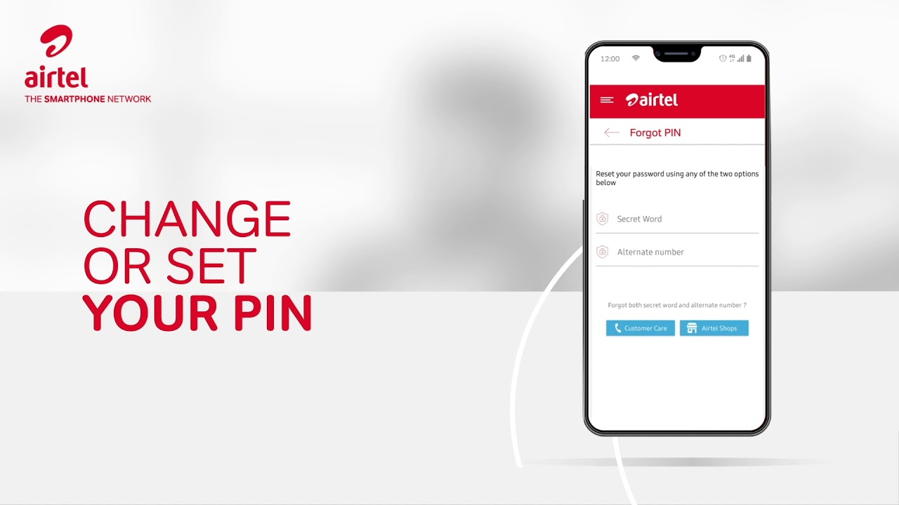 My Airtel App -Change or Set your PIN