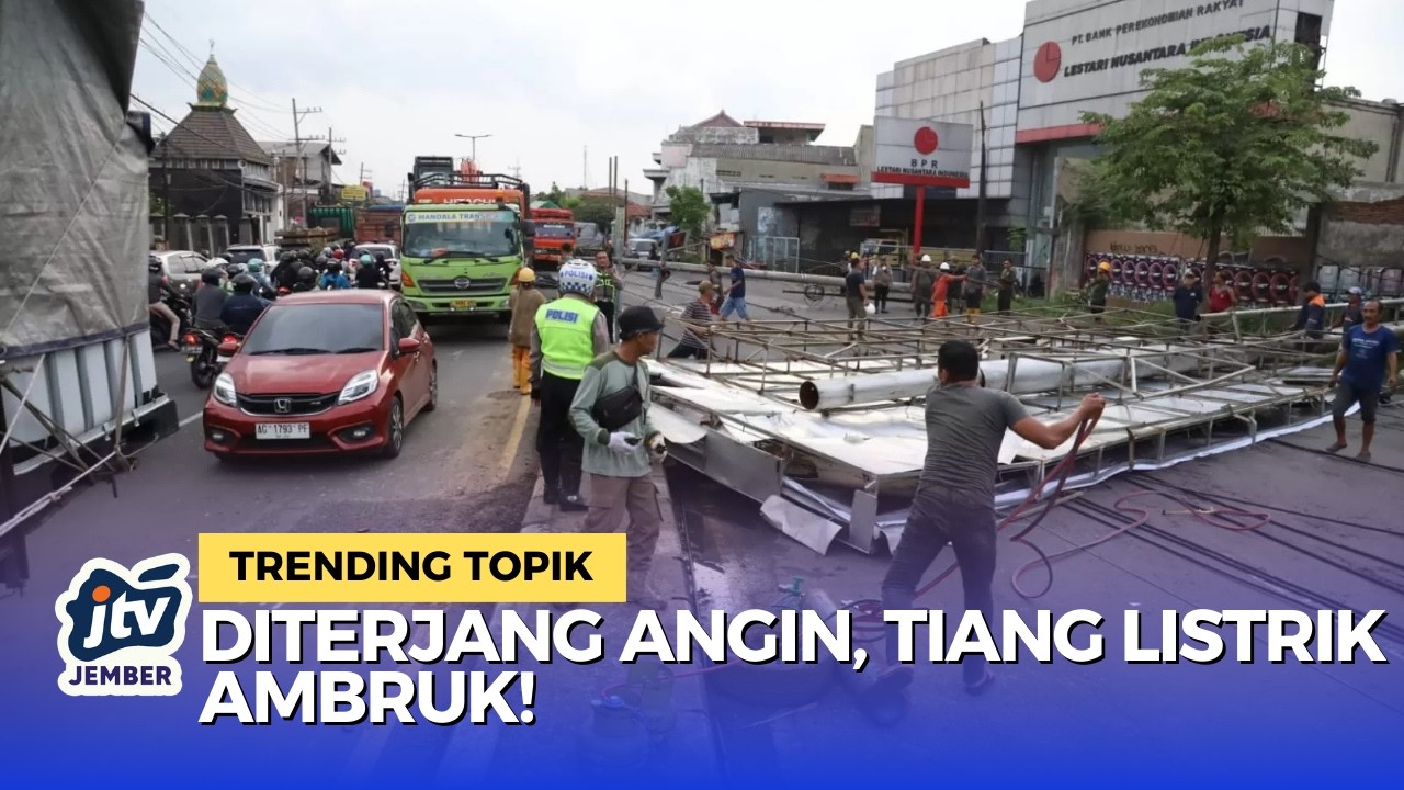 SIDOARJO LUMPUH! 3 Tiang Listrik Roboh di Geluran Taman, Jalur Surabaya-Mojokerto Macet Total