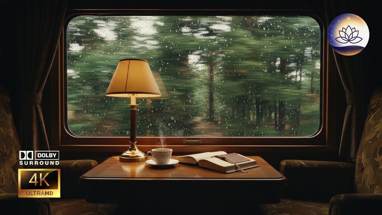 Viaje en Tren Lluvioso 🚂 [4K] | Sonido de Raíles y Soft Jazz | Vital Calm