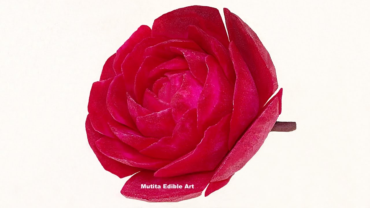 Beautiful Lyndi Red Rose Beet Flower - Lesson 2 By Mutita Art Of Fruit And Vegetable Carving