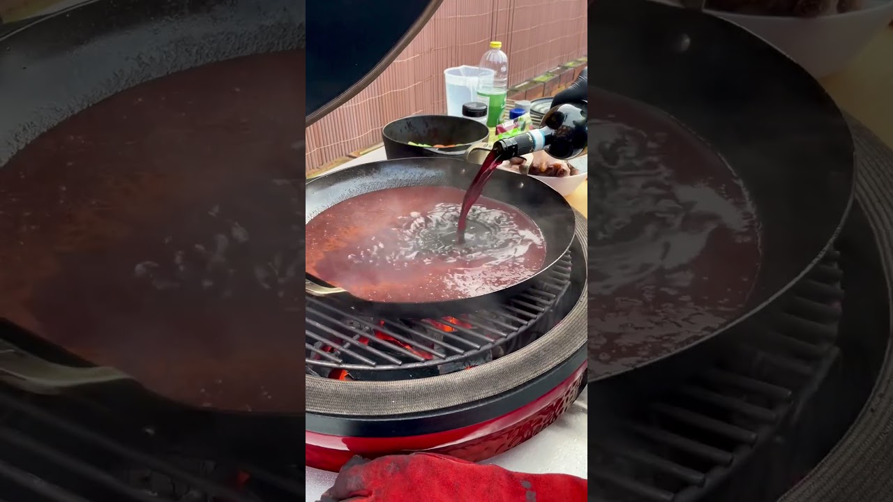 OX tails part 3: red wine sauce. Kamado Joe. BIG4SPACE kamado kitchen by KamadoSpace UK.