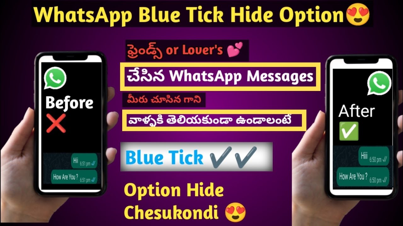 how to turn off blue tick on whatsapp | whatsapp blue tick disable telugu 🔔@techtubersrikanth