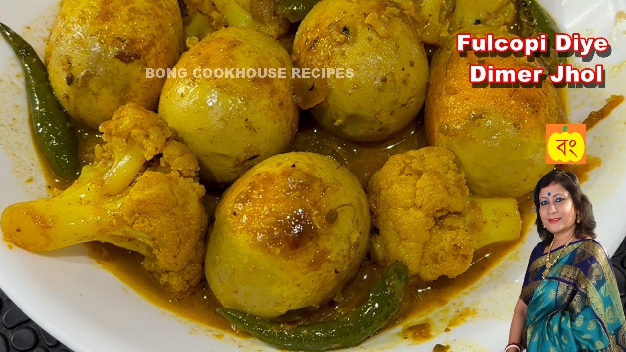 Fulcopi Diye Dimer Jhol | Egg Curry with Cauliflower | Side Dish | Tarkari | Rice, roti, paratha