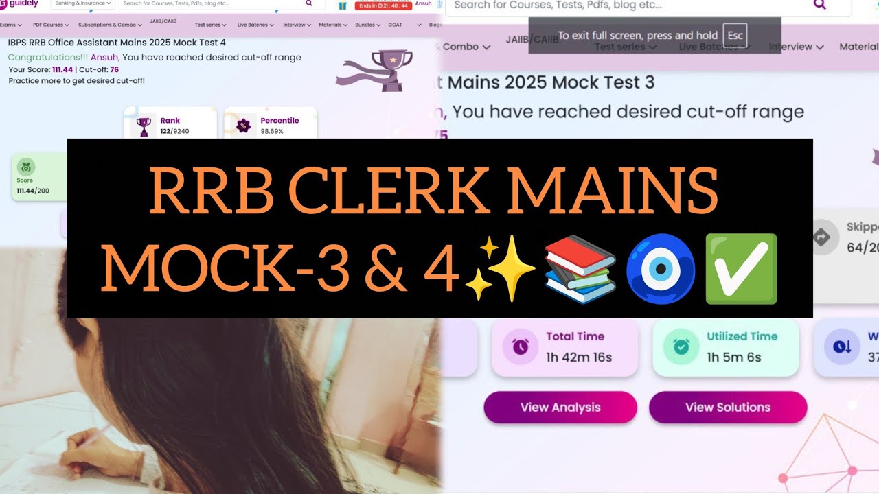 RRB CLERK MOCK-3 & 4 📚🧿✅✨ Quants Attempting+short analysis 🤗
