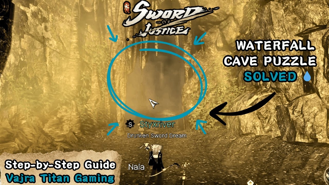 Sword of Justice – Waterfall Cave Puzzle Guide | Seeking & Exploring Objective Walkthrough