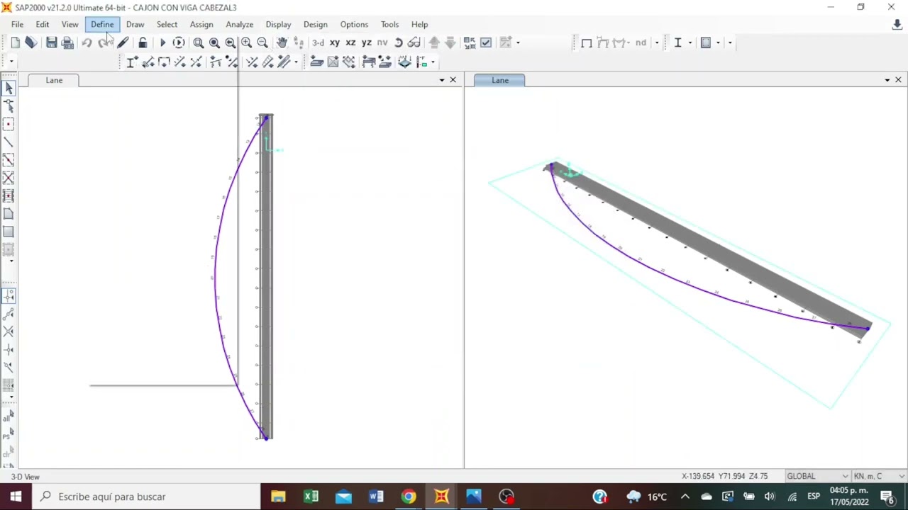 GRUPO4 11 MODELO SAP2000 LONGITUDINAL DE PUENTE INCLUYENDO PÓRTICO CONFORMADO POR VIGAS CABEZAL Y CO