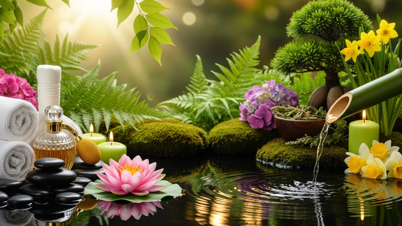 Soothing Relaxing Music & Water Sounds in Japanese Garden🌿 Peace of Mind & Anxiety Relief