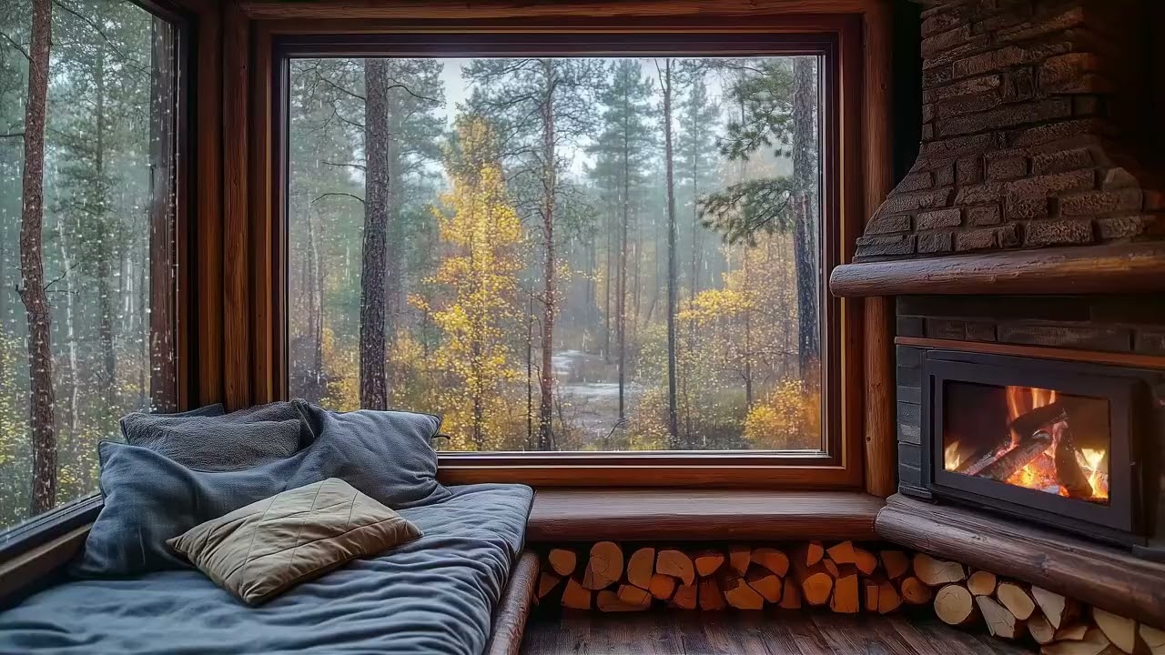 Cozy Rain + Crackling Fireplace (7 HOURS) | Deep Sleep & Focus