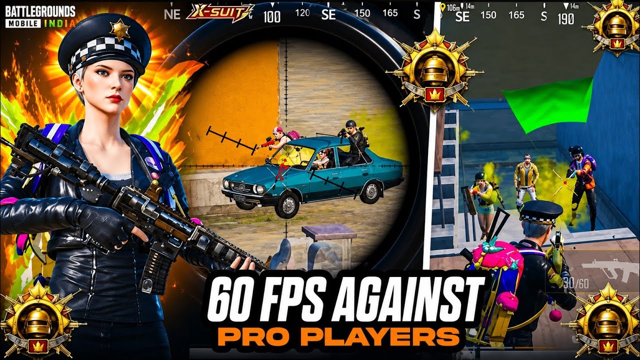 *60FPS AGAINST PRO PLAYER🤡 INTENSE 1V4 CLUTCHES IN ANDROID 20+ 1V4 CLUTCHES 😲